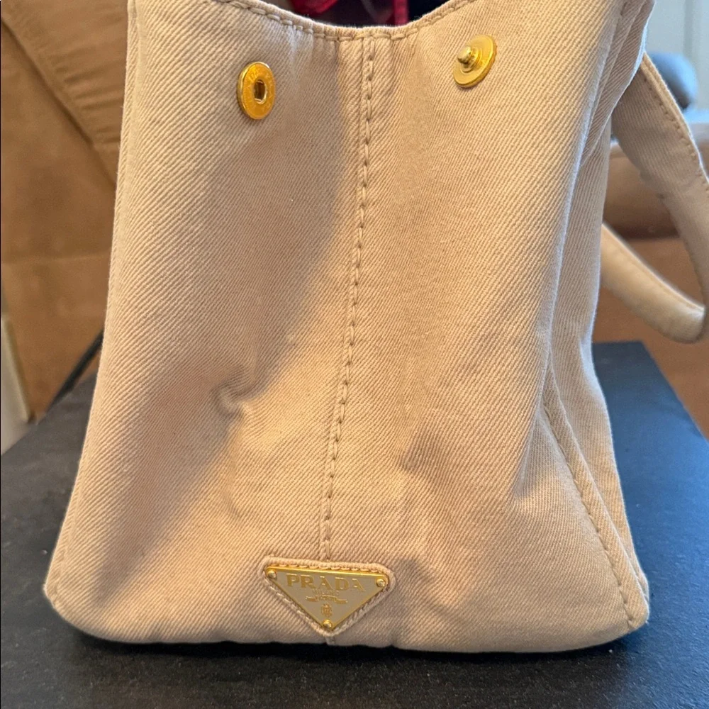 Prada Tan Canvas Tote Bag - Picture 4 of 6
